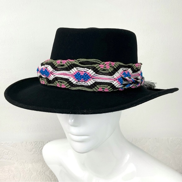 Vintage crushable 100% wool hat Large handmade detachable hat band - Picture 1 of 16